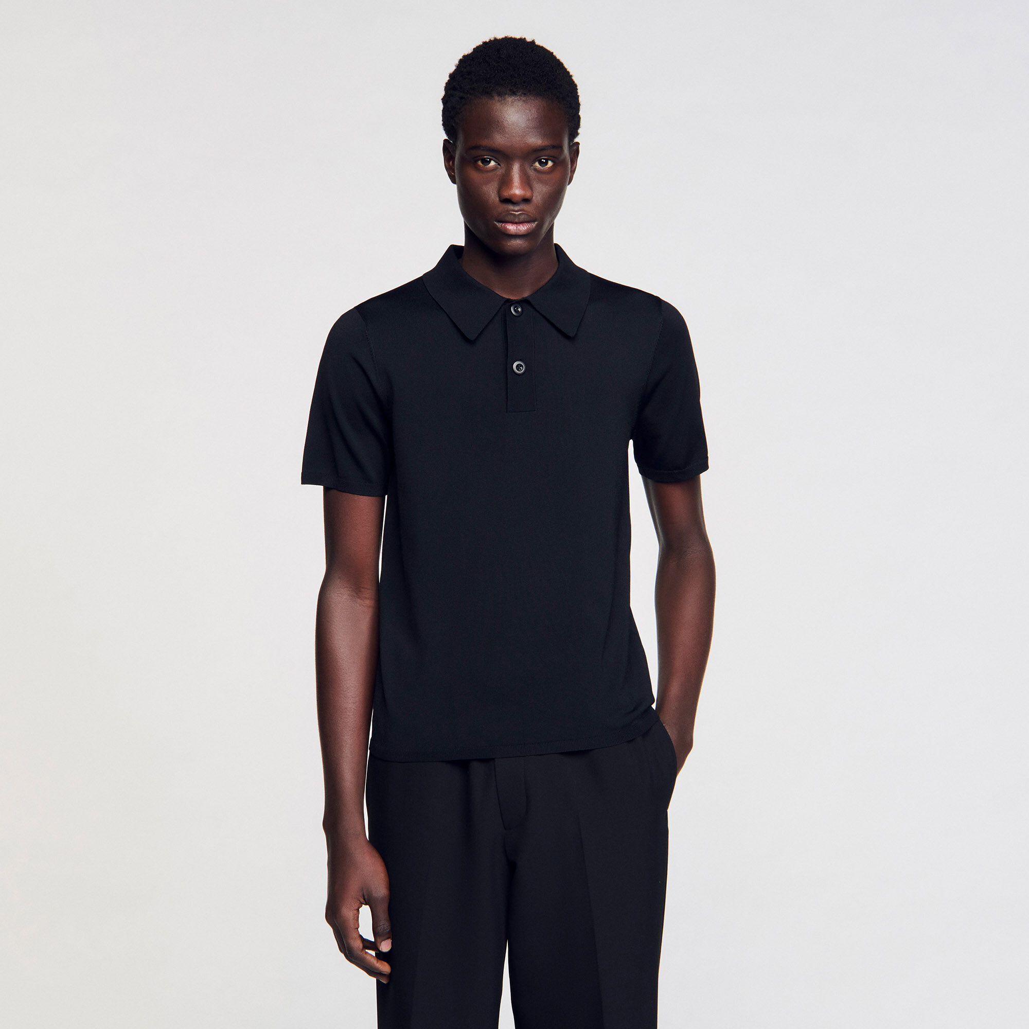 Short-sleeve knitted polo shirt