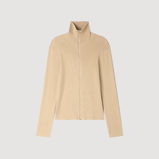 Cardigan &agrave; col montant zipp&eacute;