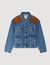 Blouson en denim et cuir su&egrave;de