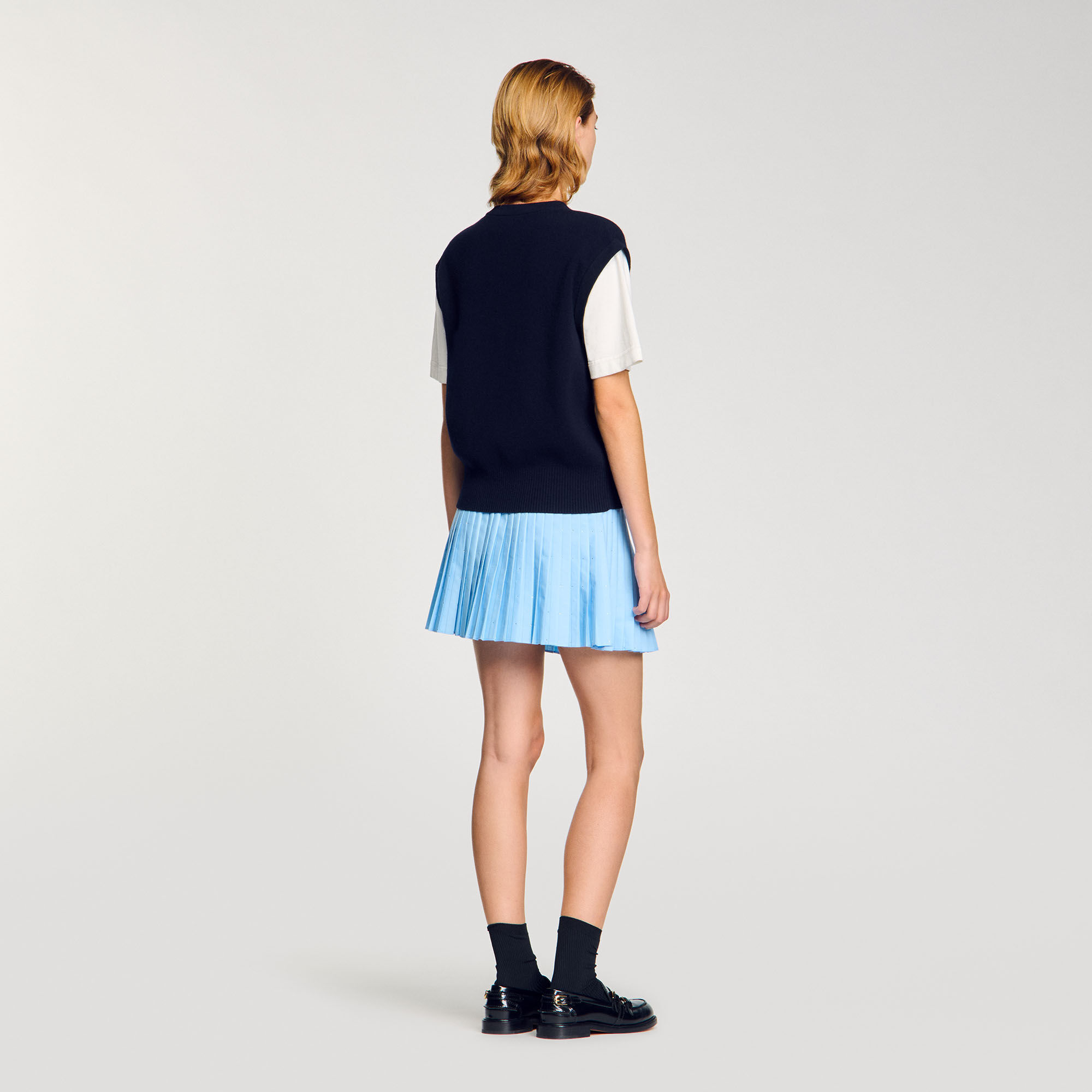 Two-tone wool and cashmere jumper