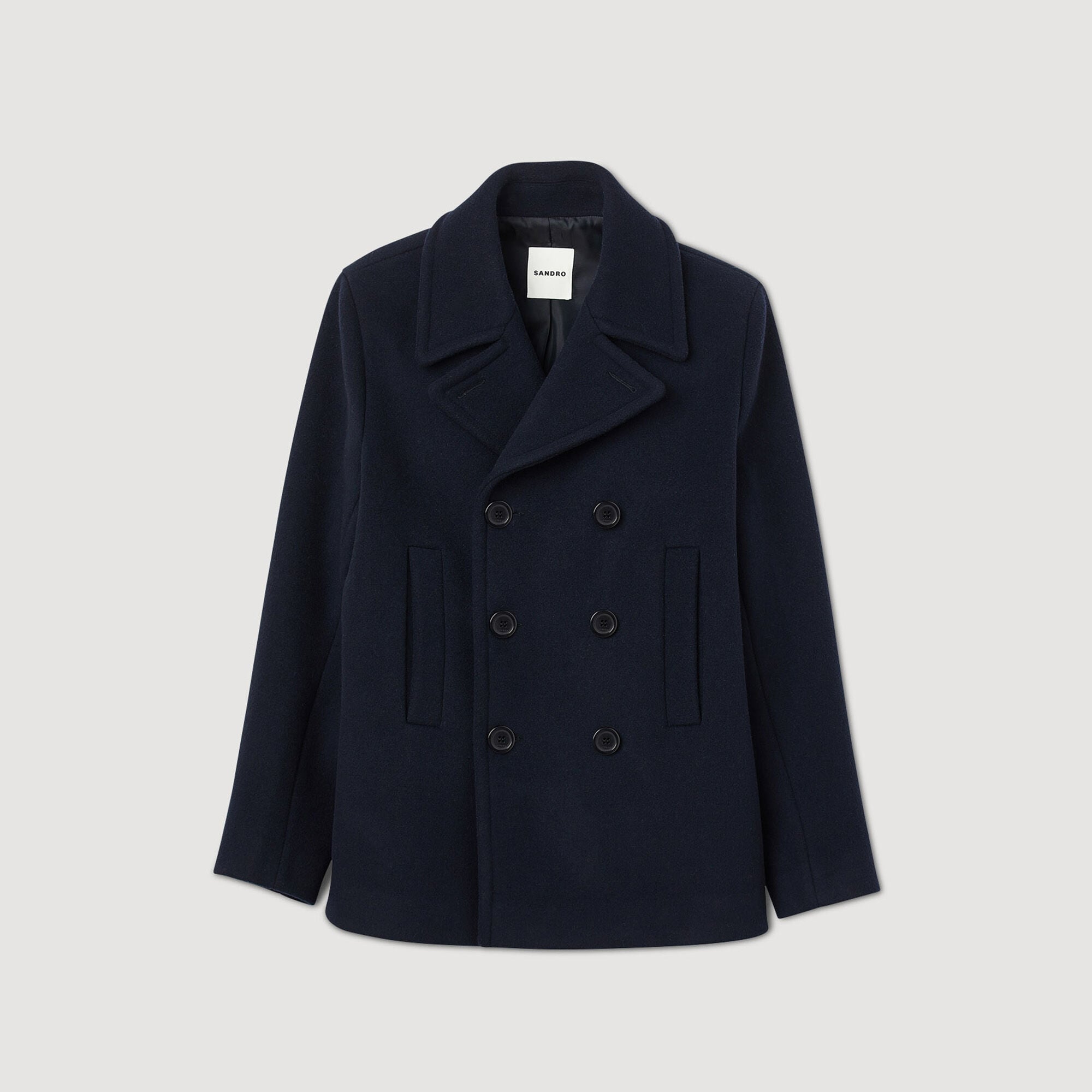 Manteau droit en laine m&eacute;lang&eacute;e - Homme | Sandro