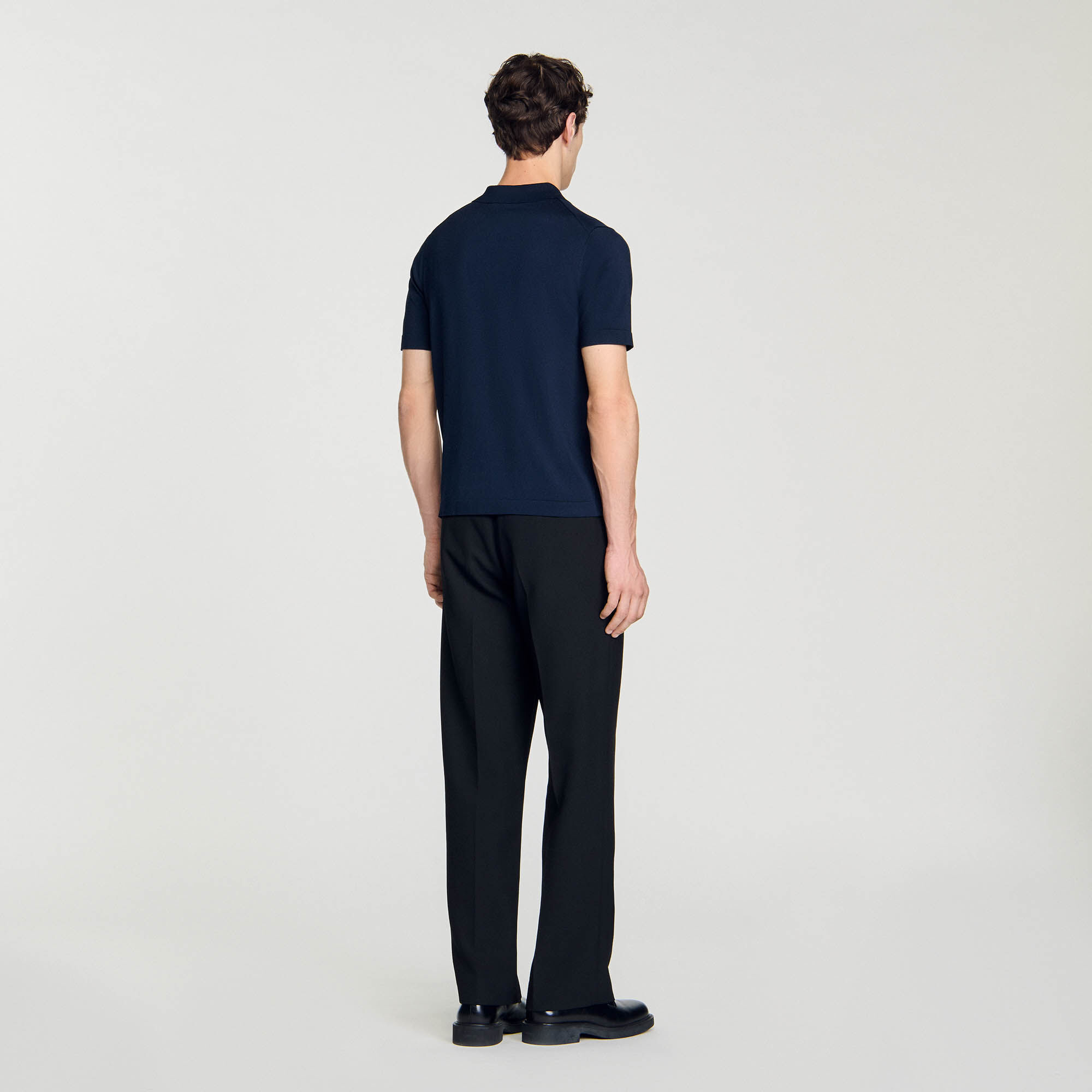 Knitted polo shirt with zip collar