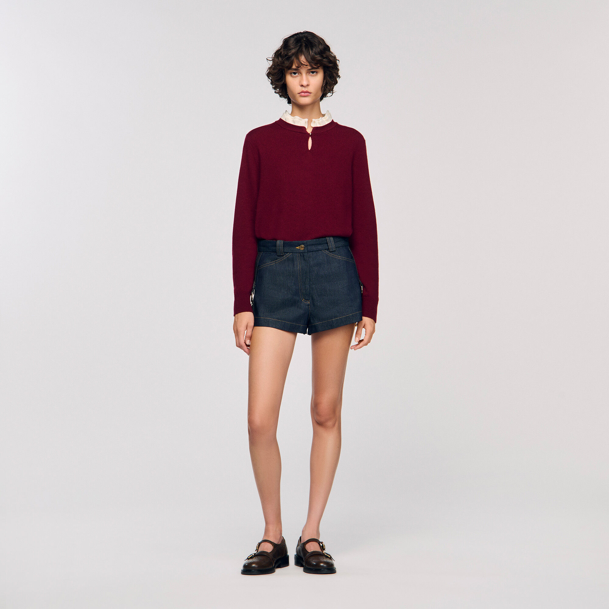 Ruffled-neck jumper