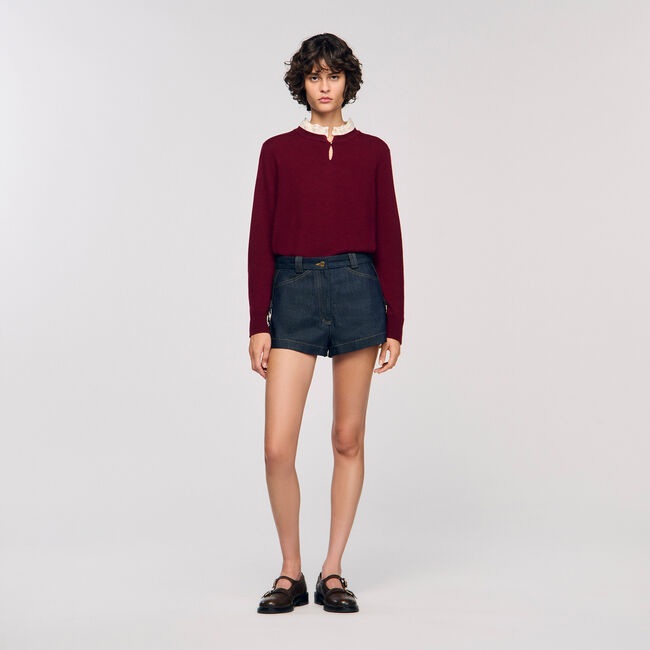 Ruffled-neck jumper