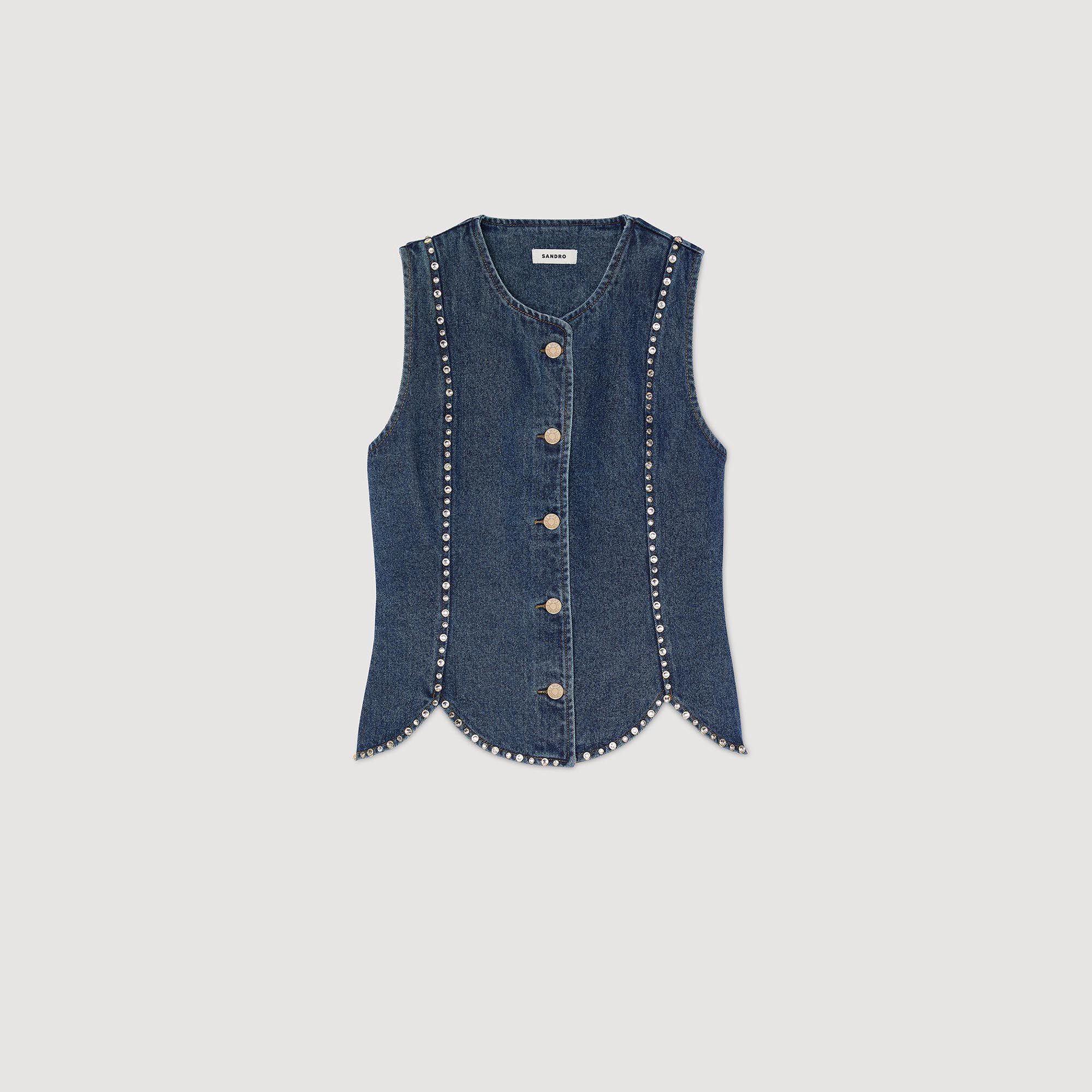 Top en denim strassé