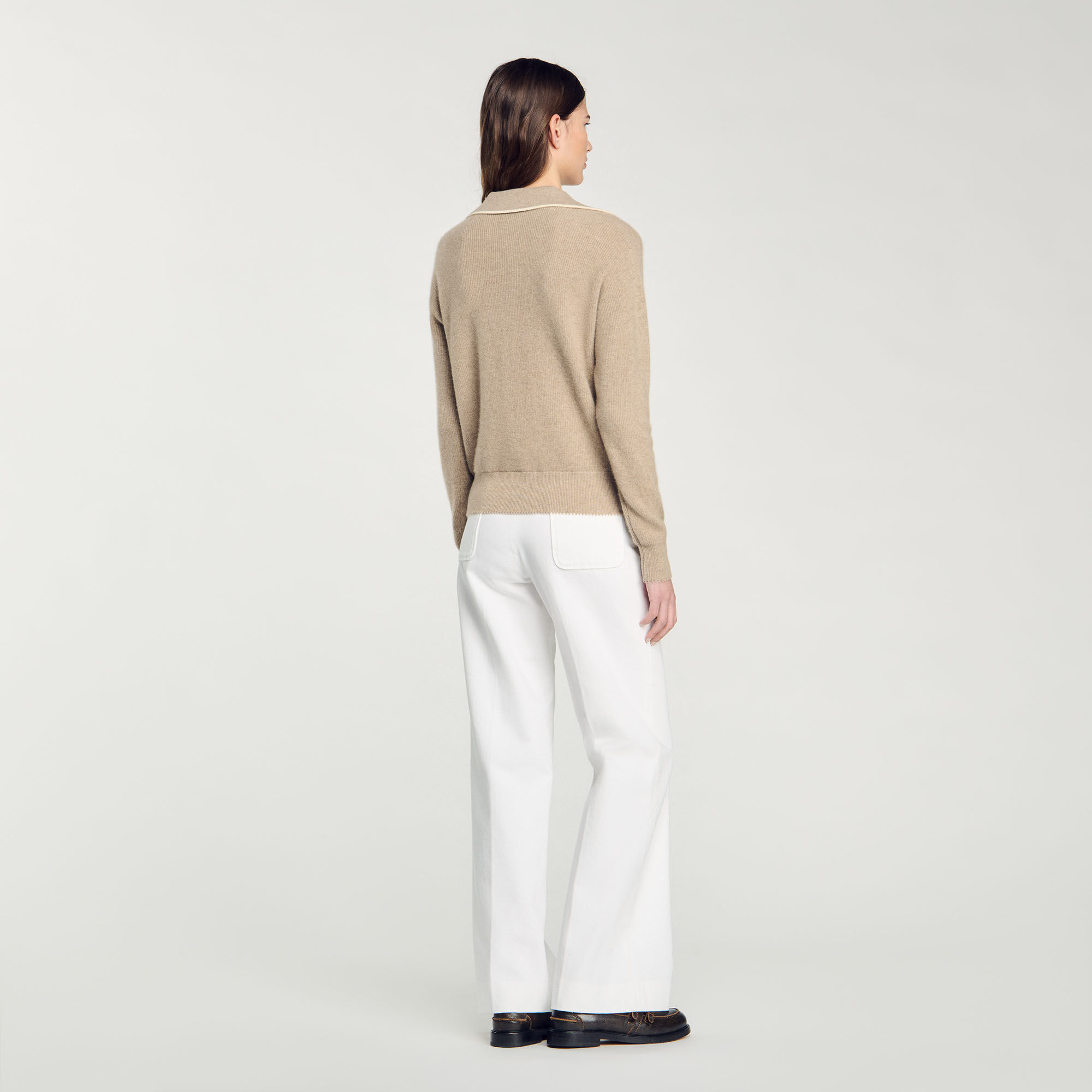 Pull à col polo ouvert