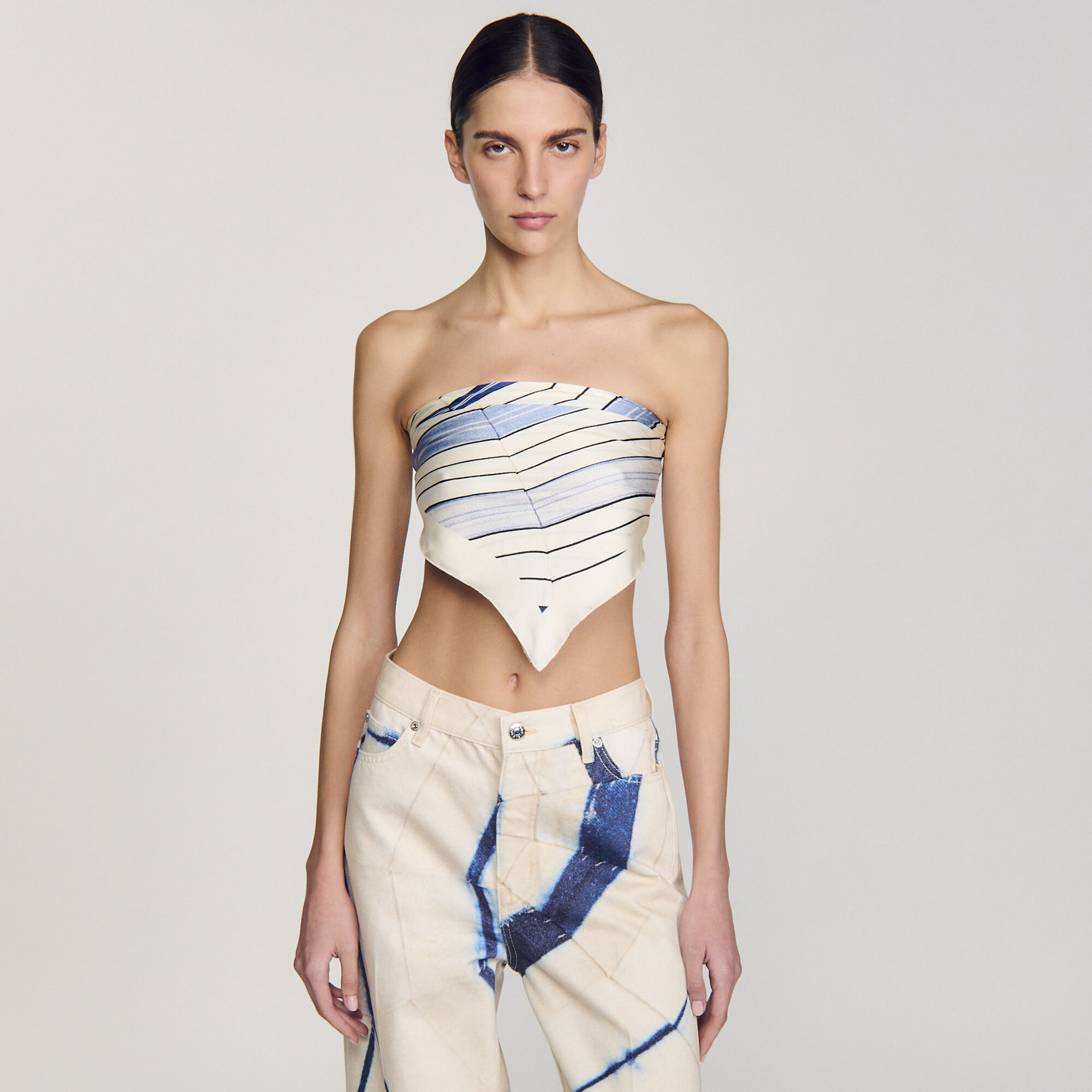 Striped silk scarf