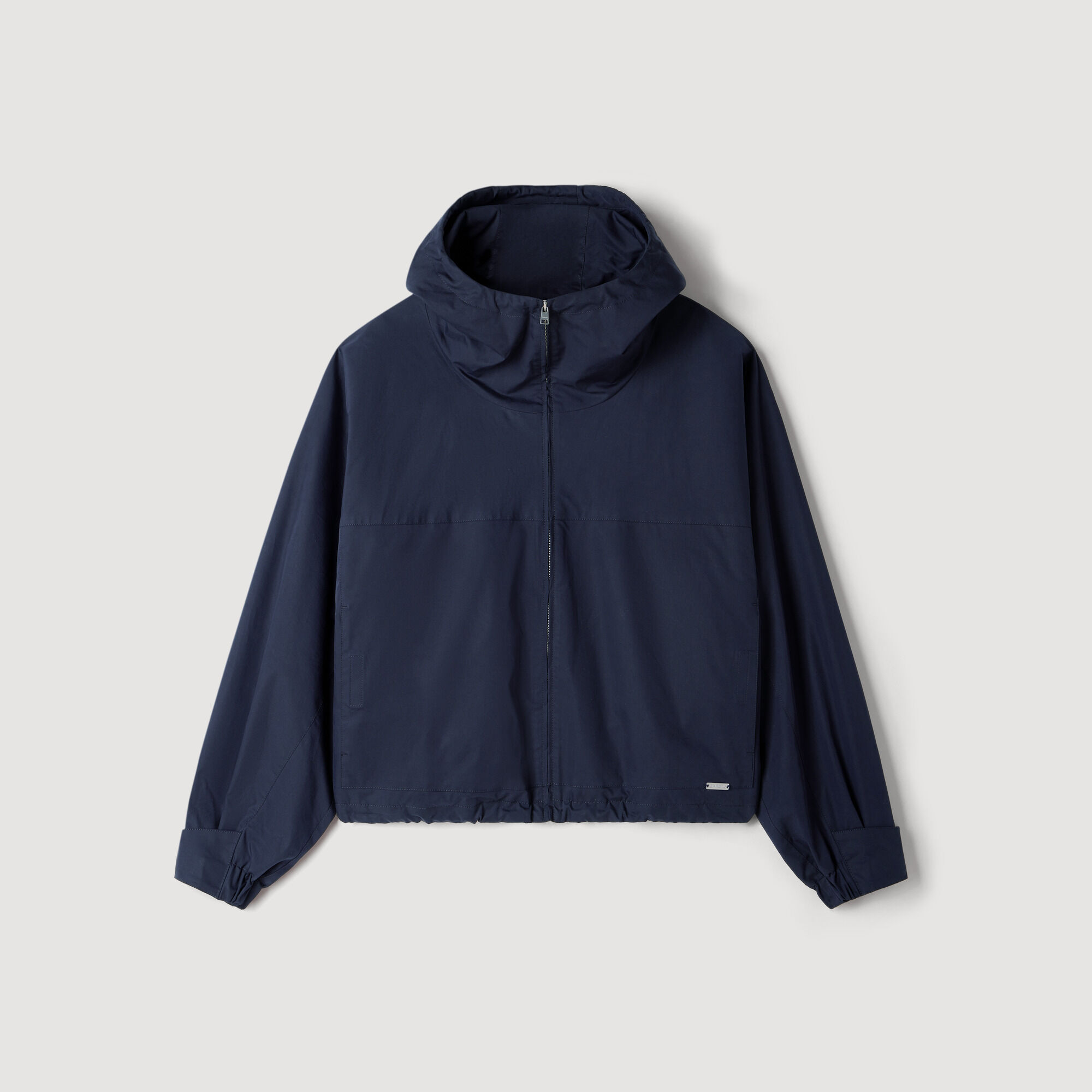 Hooded zip-up cotton jacket