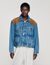 Blouson en denim et cuir su&egrave;de