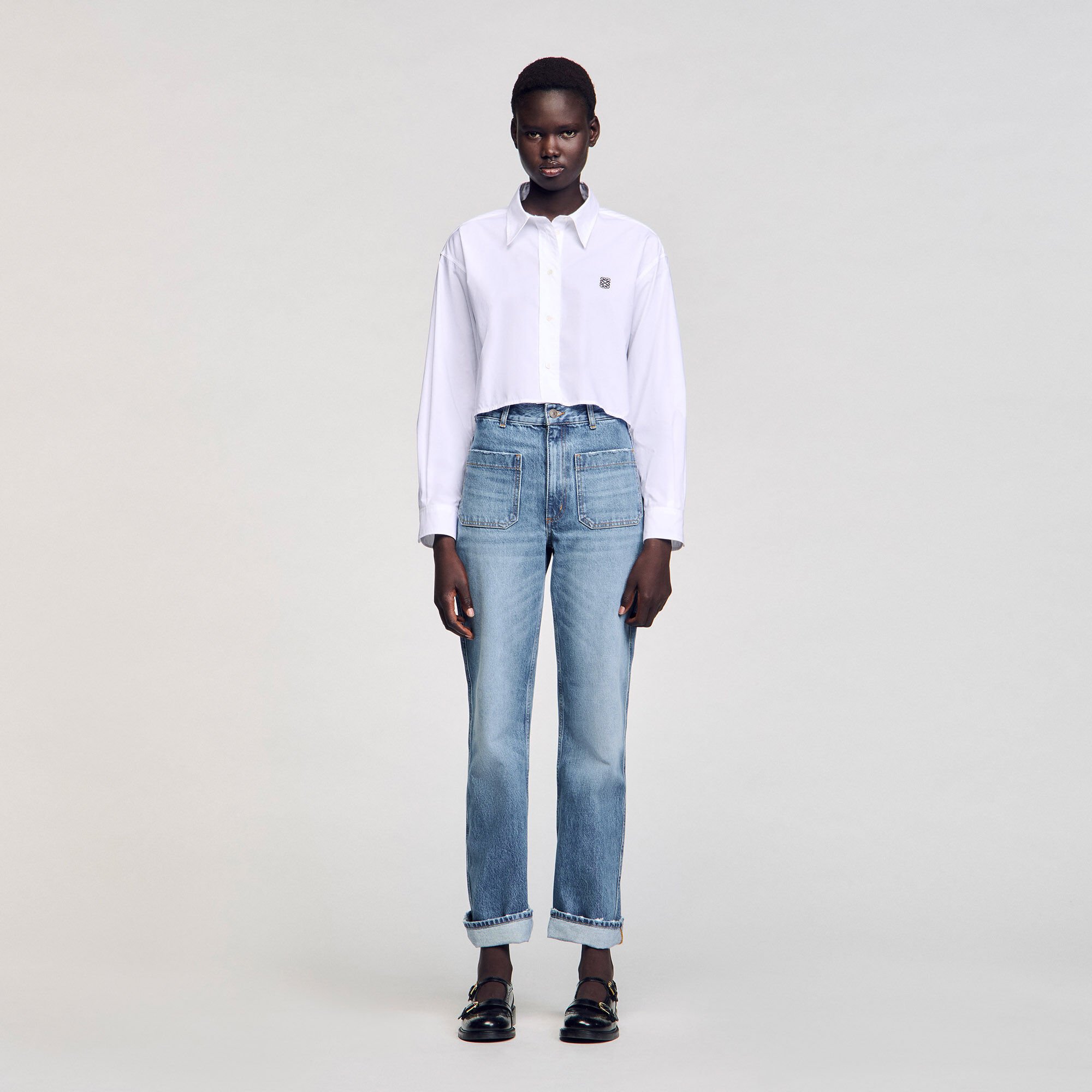 Chemise courte en popeline
