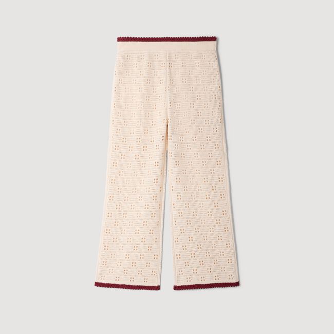 Crochet-look knit trousers