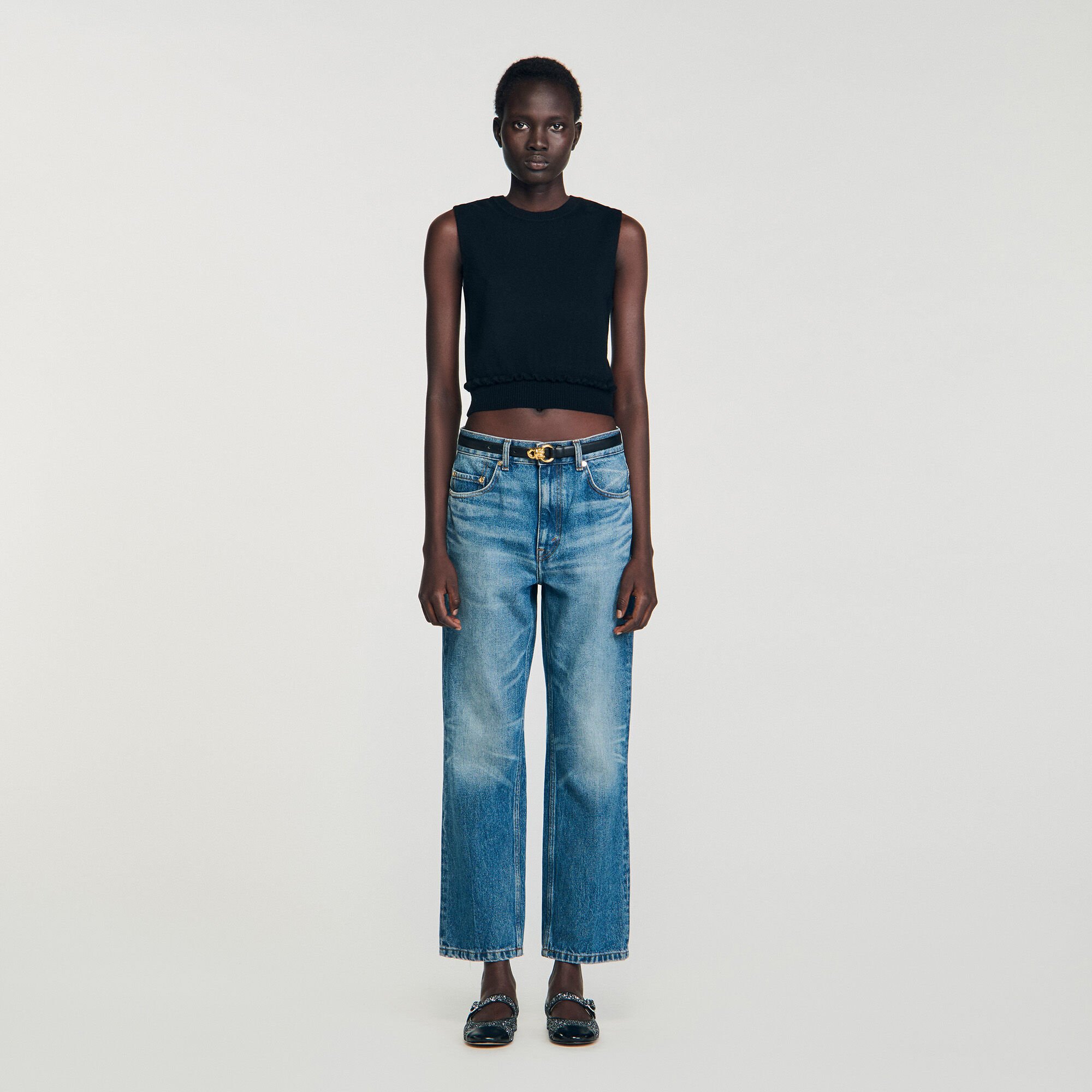 Ruffled cropped jumper