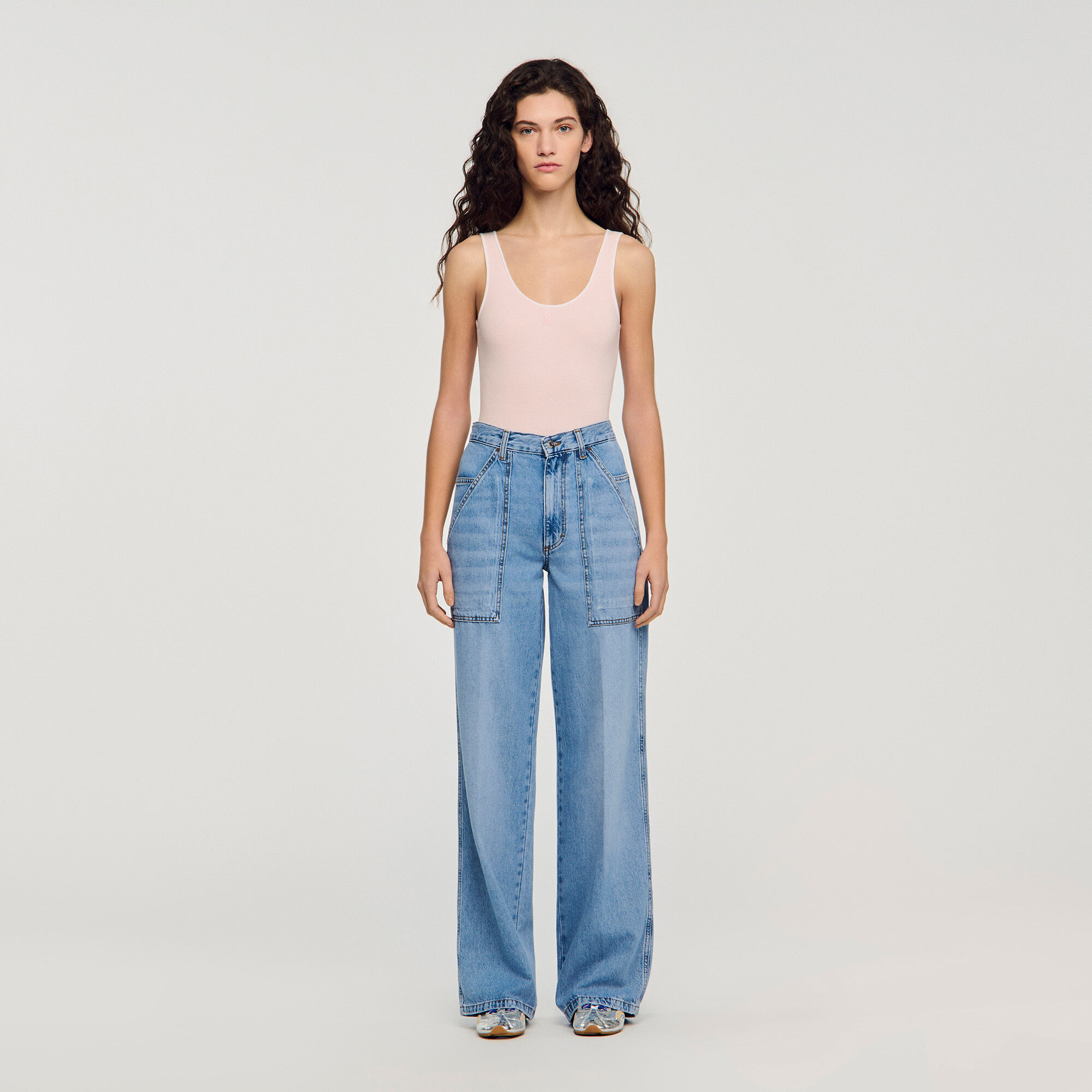 Weite, gerade Washed-Cotton-Jeans