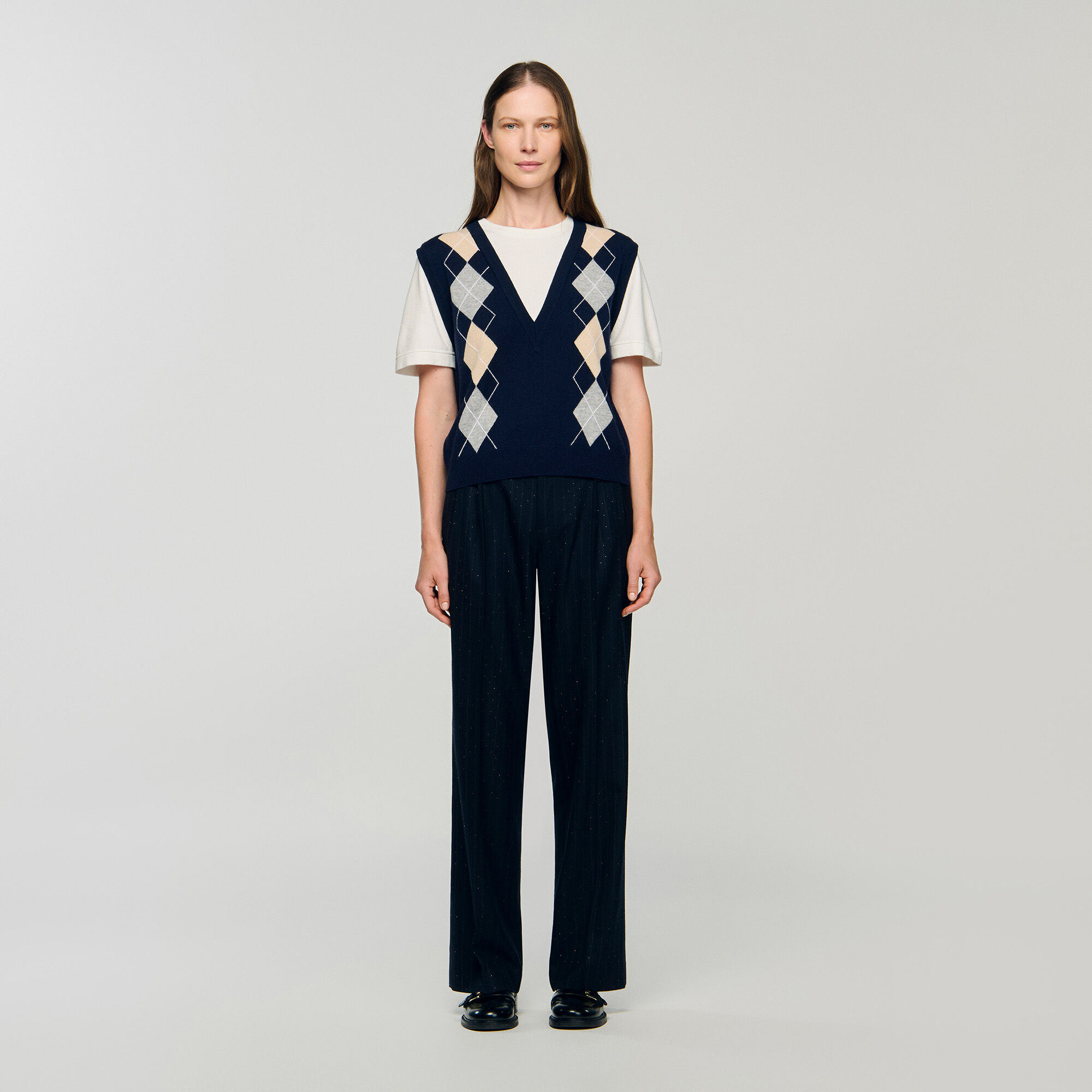 Trompe-l'Œil-Pullover mit Rauten