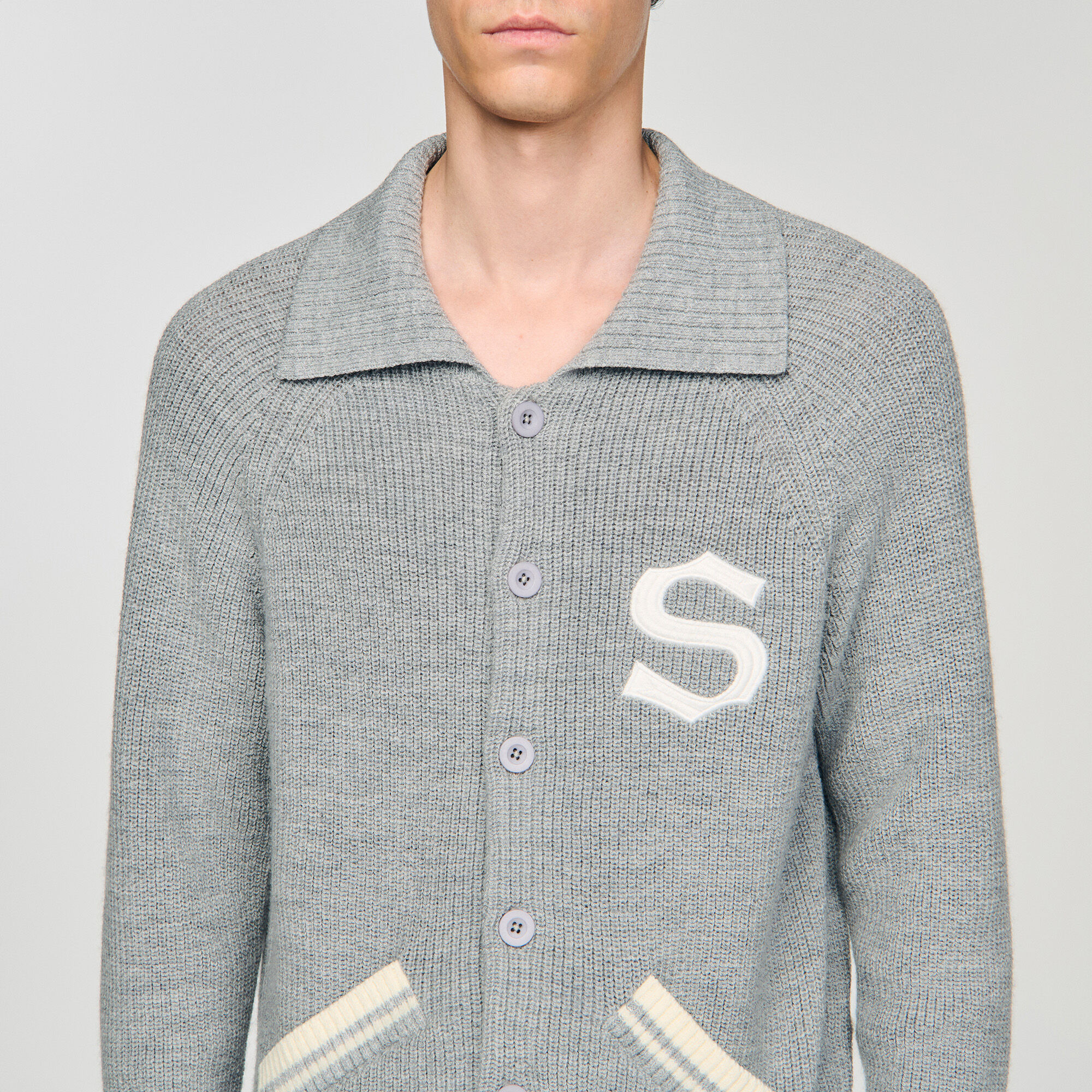 Cardigan en laine à patch S