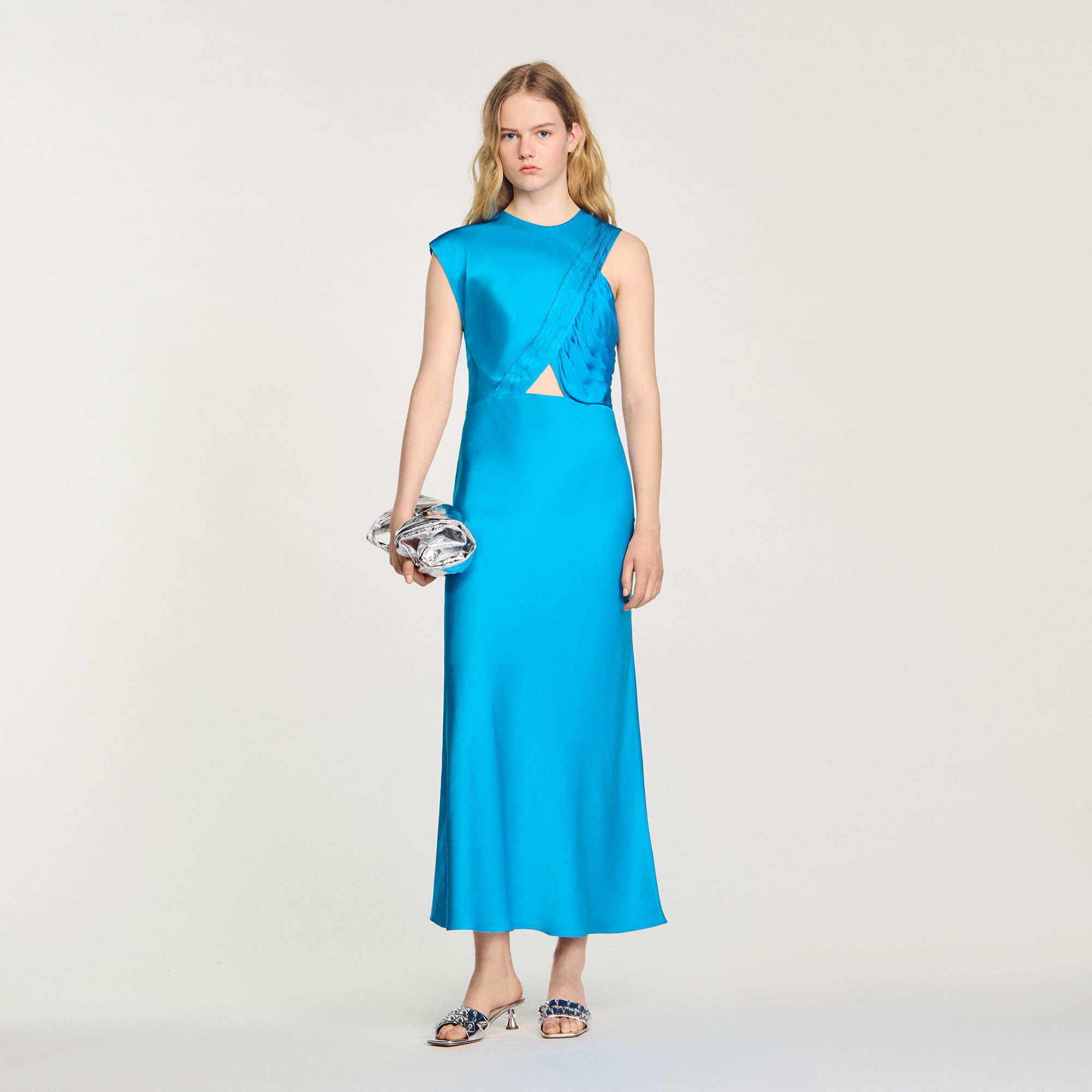 Draped maxi dress blue For Women Sandro Paris
