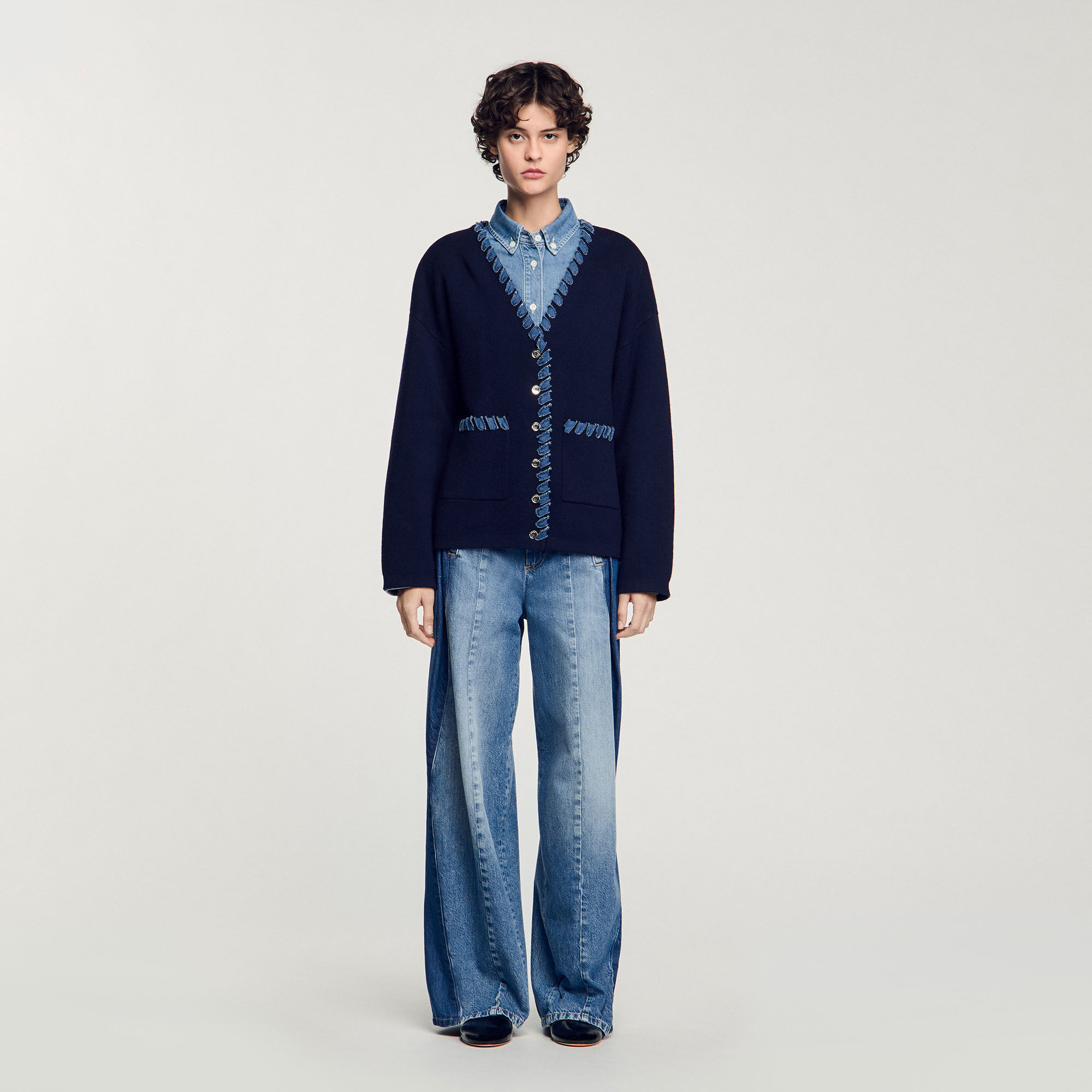 Cardigan à détails denim 