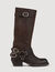 Leather buckle boots