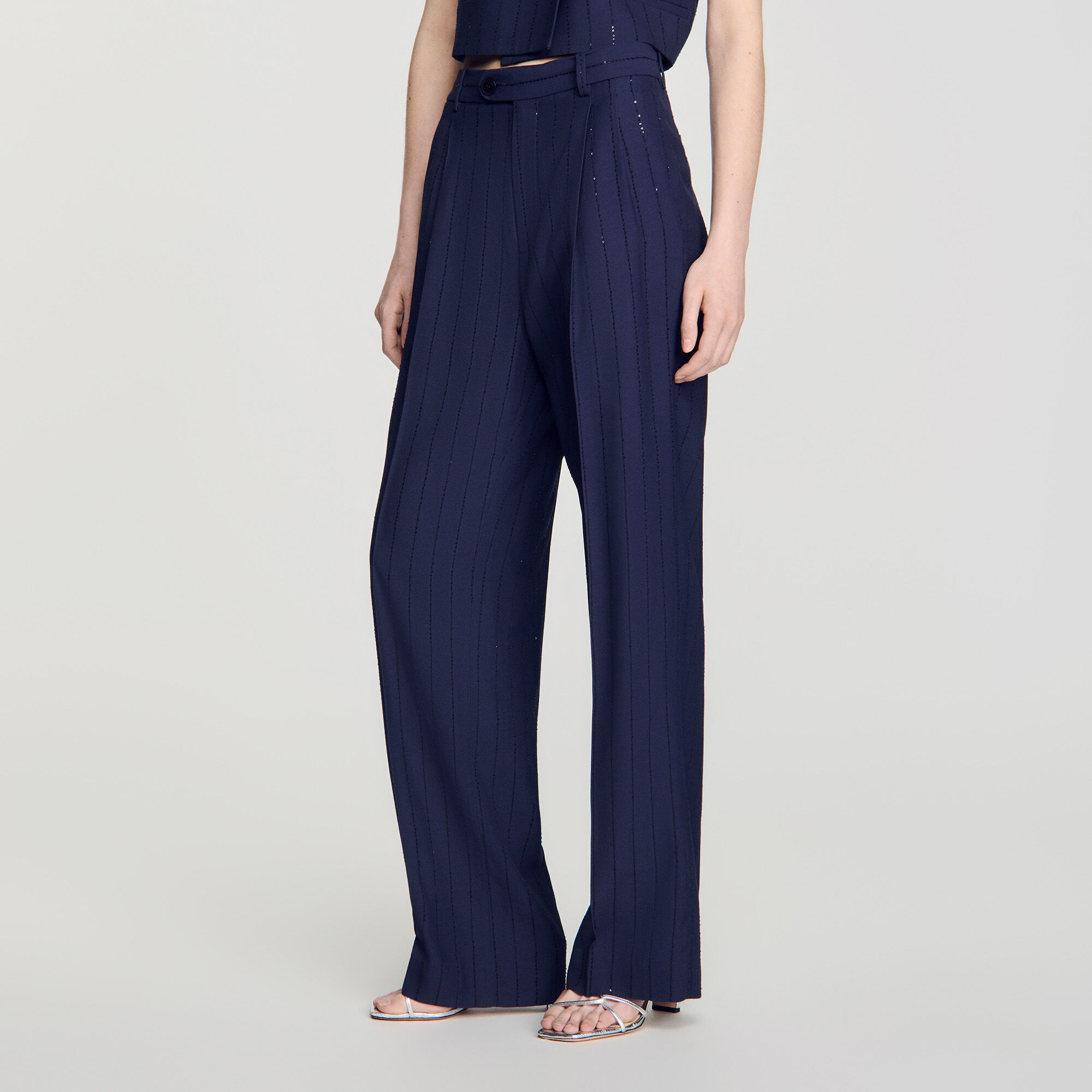 Striped sequin trousers