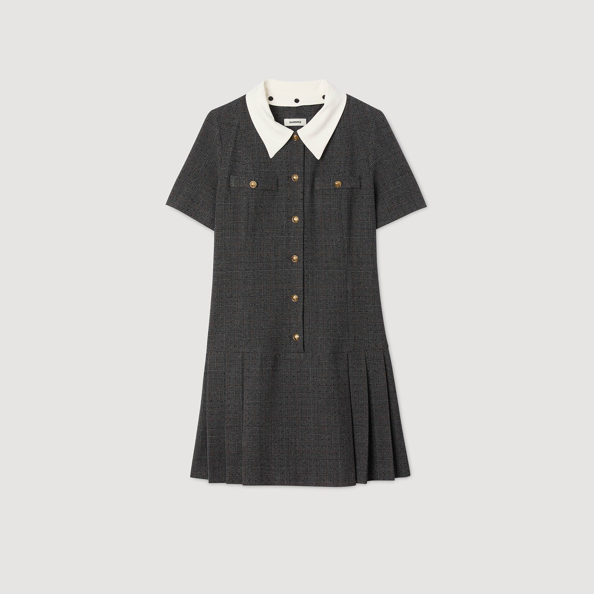 Short pleated dress with rhinestones