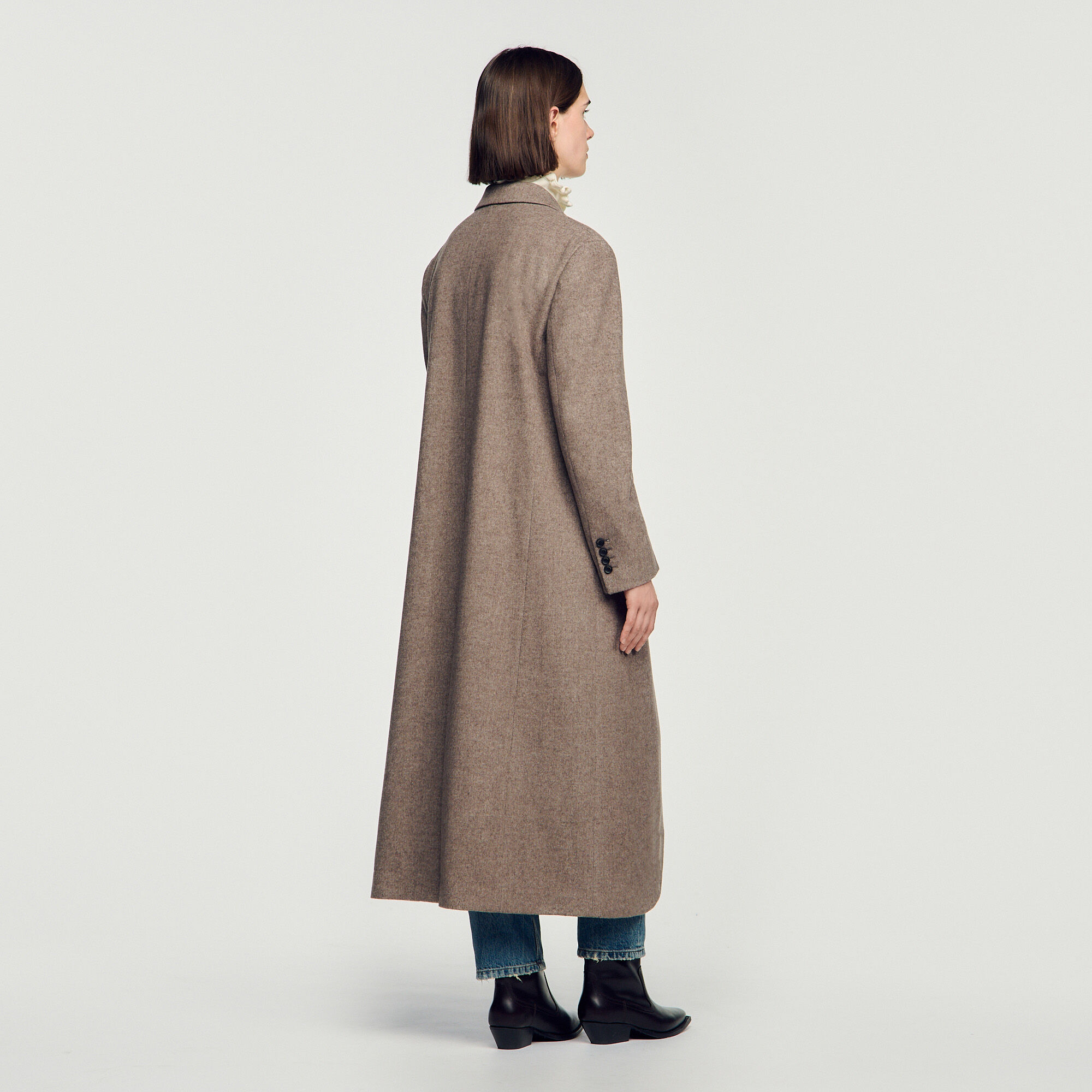 Long double-faced wool coat - Women | Sandro
