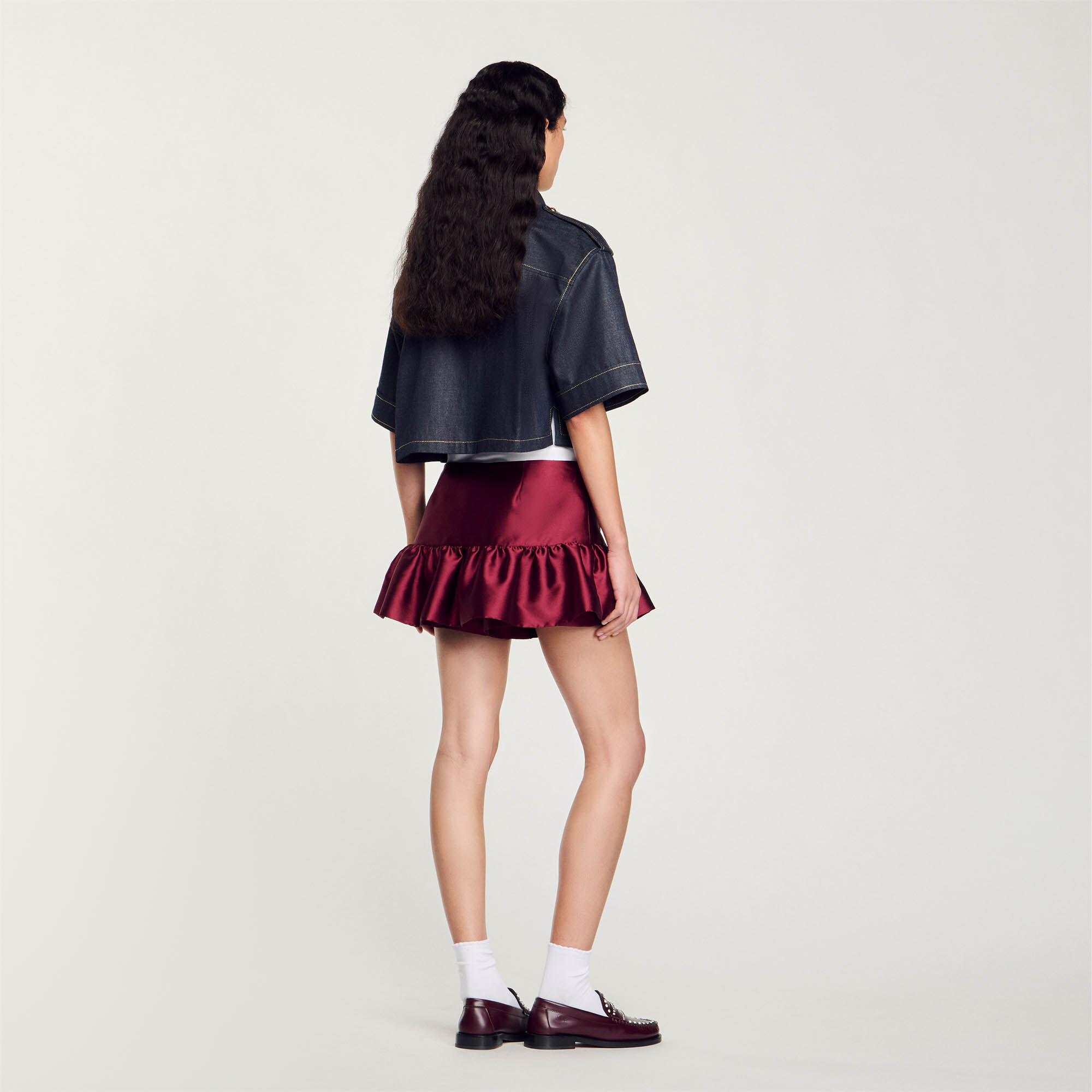 Mini short jupe en satin