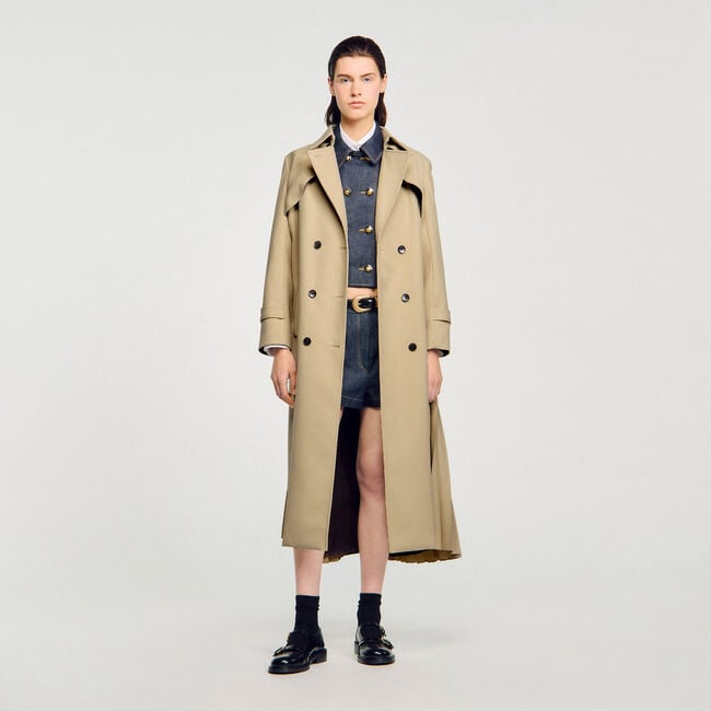 Belted double-breasted trench