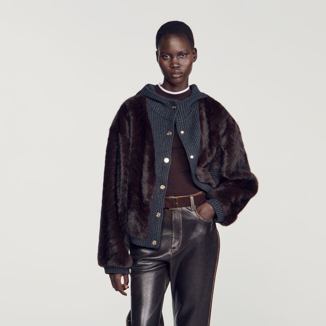 Blouson aus Kunstfell und Strick - Damen | Sandro