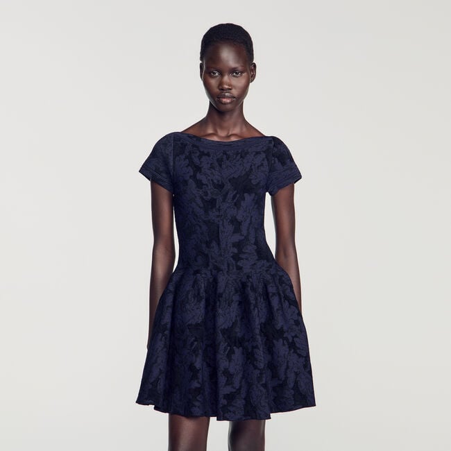 Strickkleid mit Blumen-Jacquard - Damen | Sandro