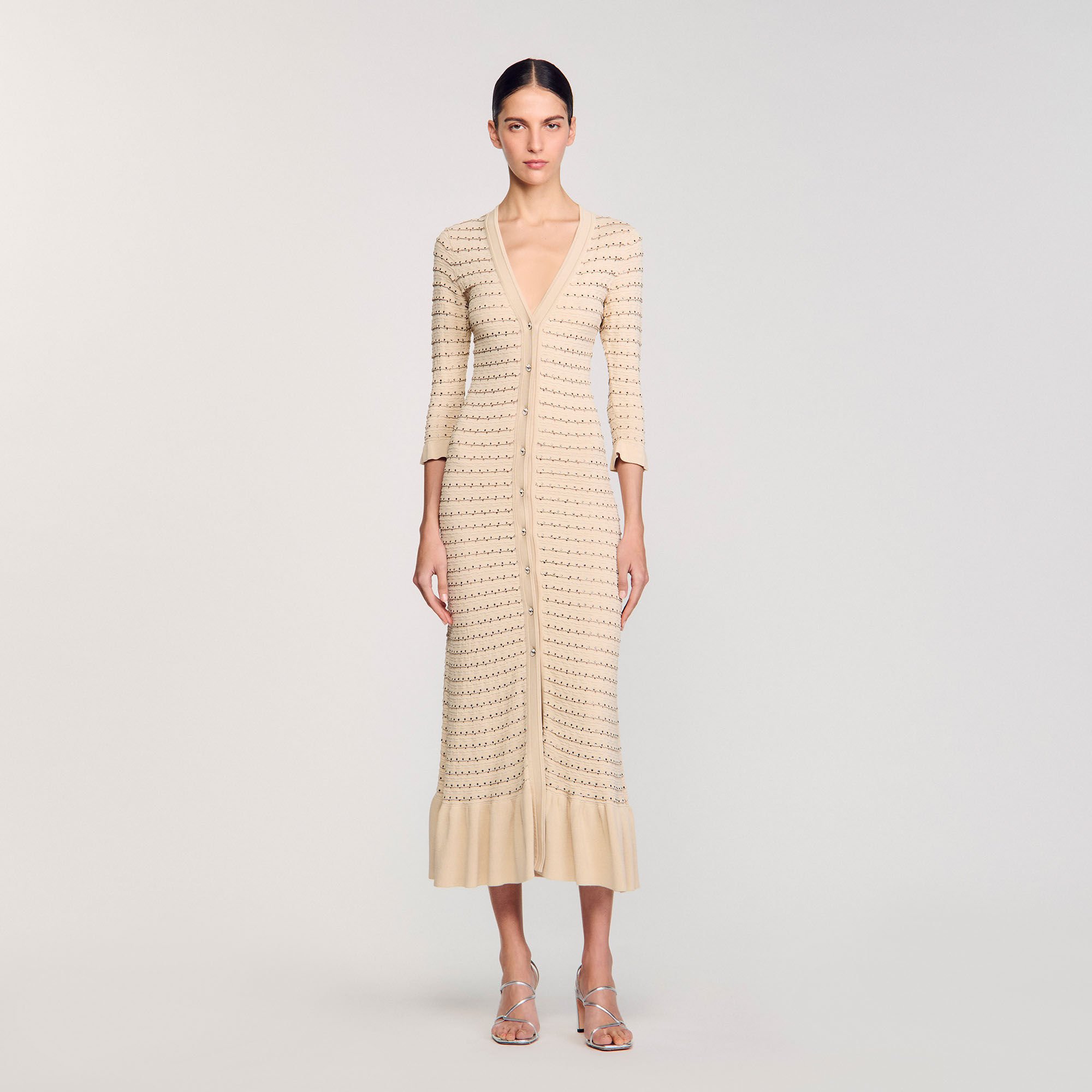 Robe longue en maille strassée