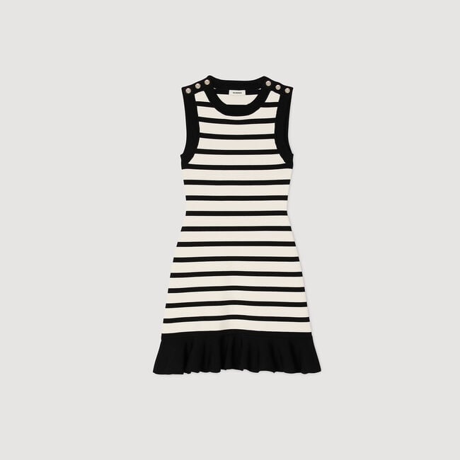 Robe courte en maille à rayures