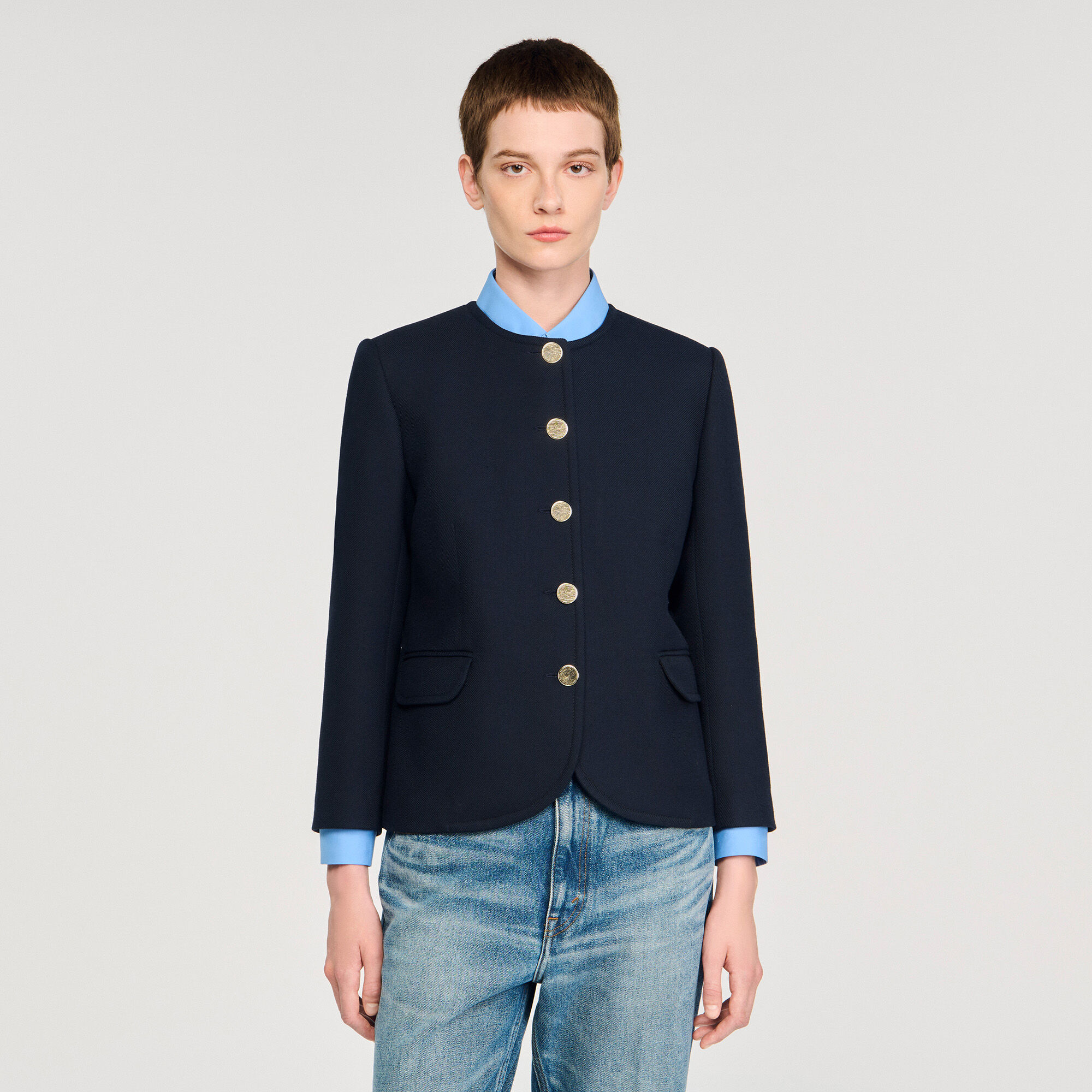 Jacke mit Rundhalsausschnitt