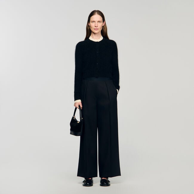 Cardigan mit Pointelle-Kragen