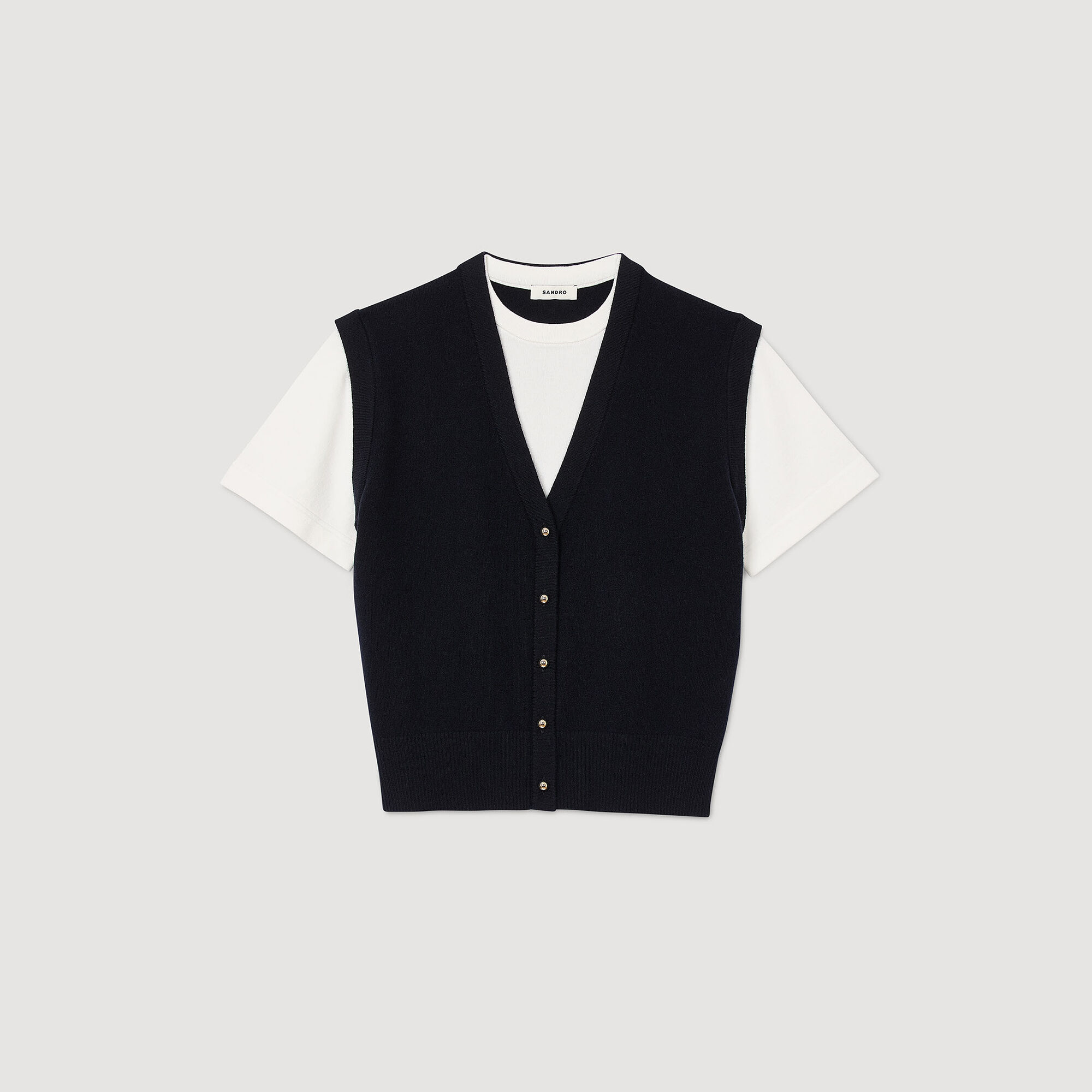 Two-tone wool and cashmere jumper