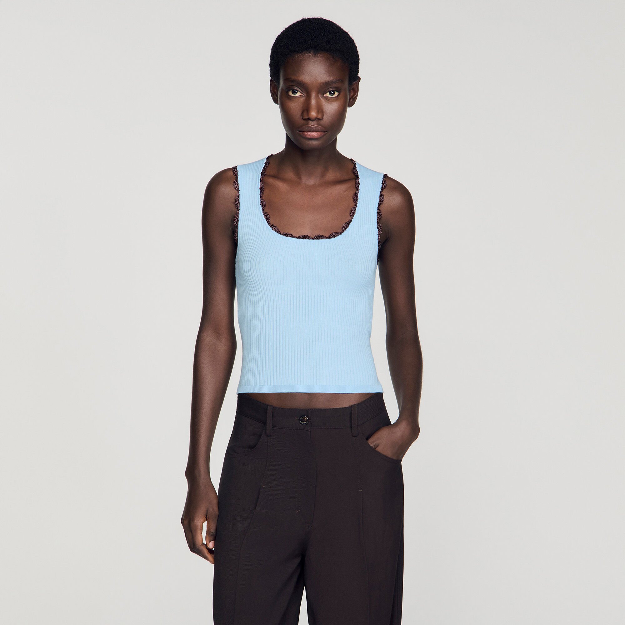 Crochet detail knit top