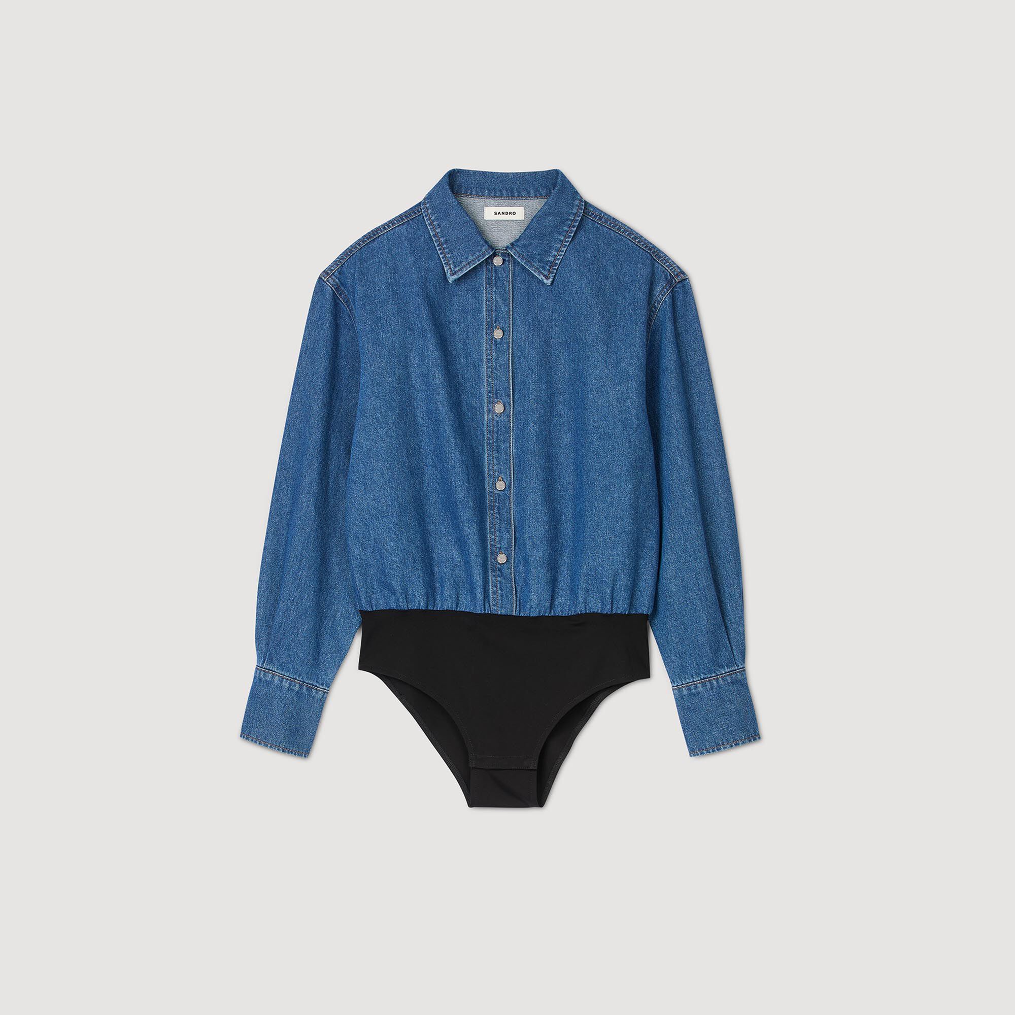 Denim shirt bodysuit