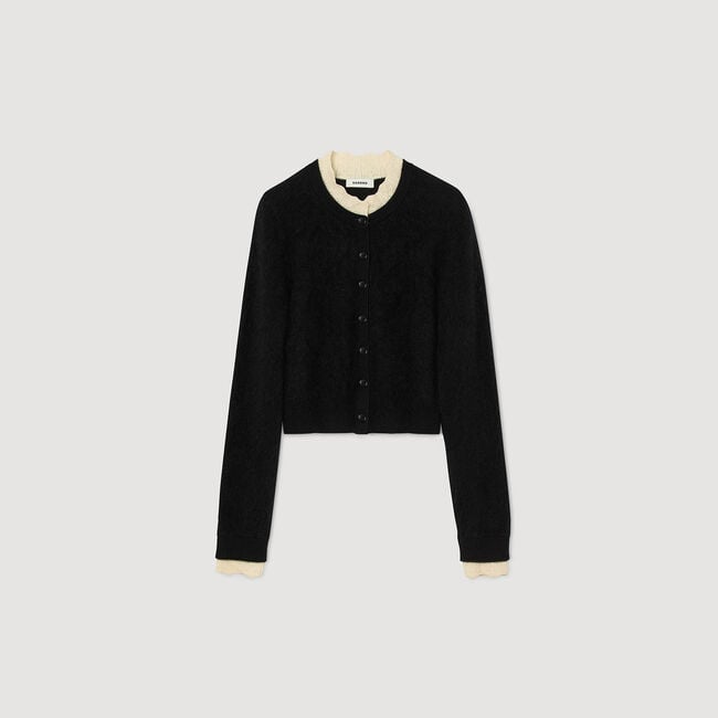 Cardigan mit Pointelle-Kragen
