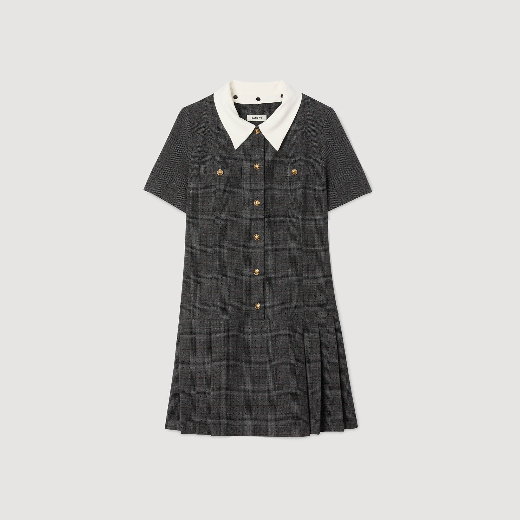 Robe courte plissée strassée
