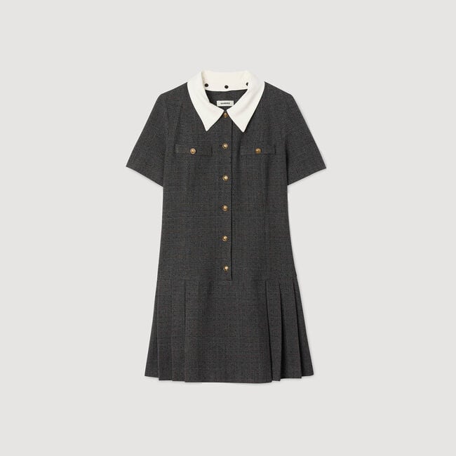 Robe courte plissée strassée