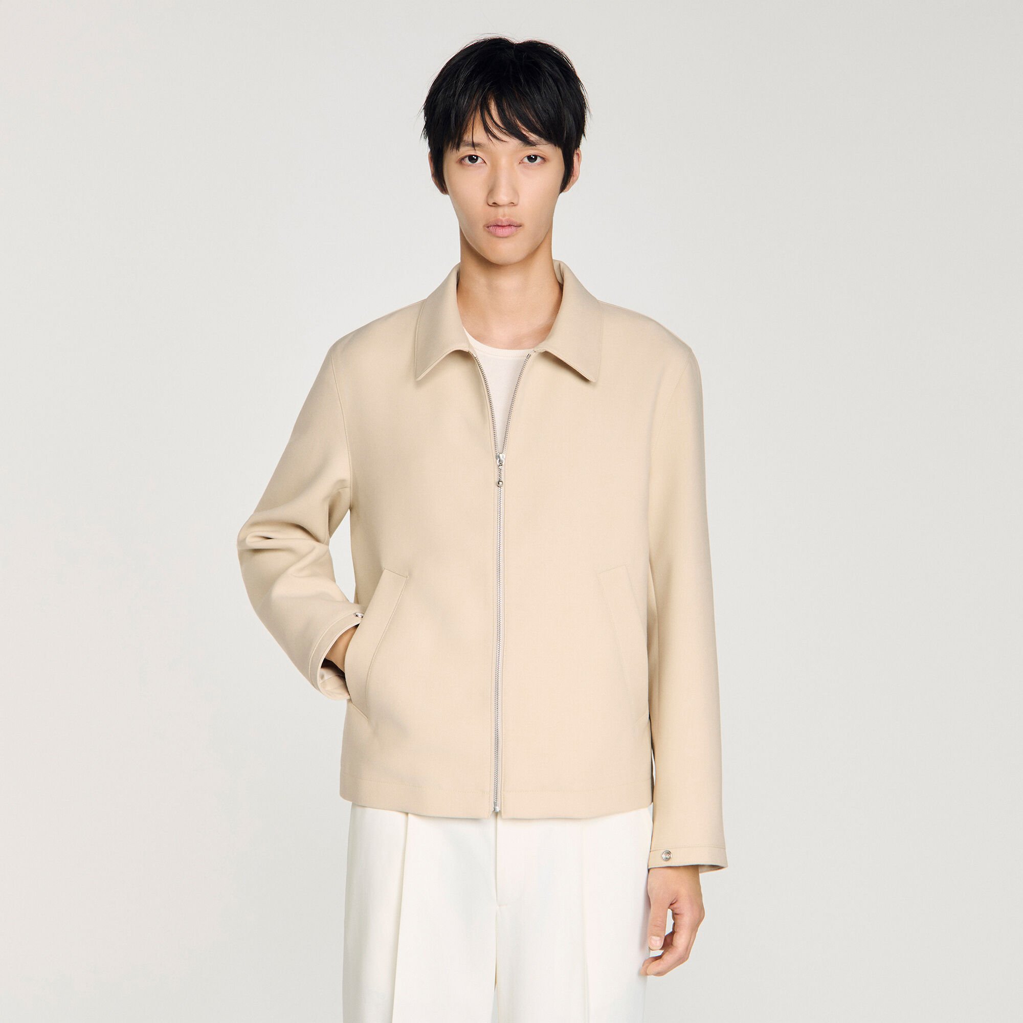 Blouson en laine m&eacute;lang&eacute;e