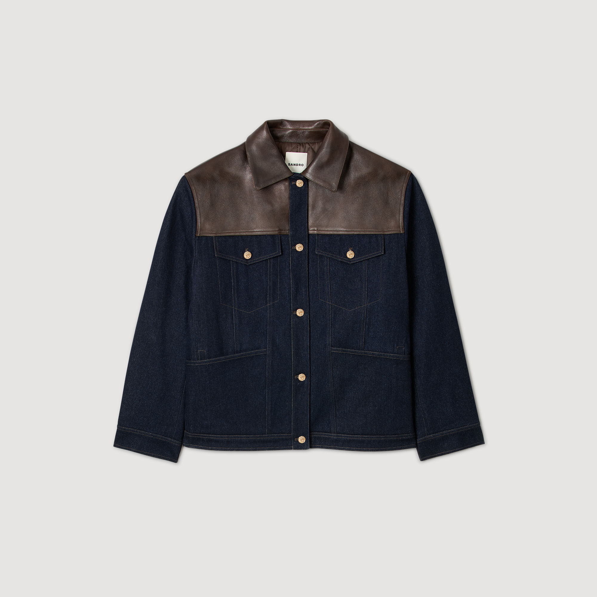 Blouson aus Denim und Leder