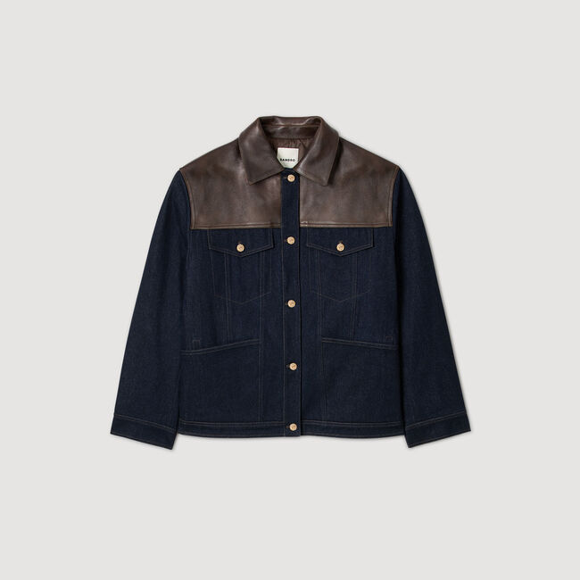 Blouson aus Denim und Leder