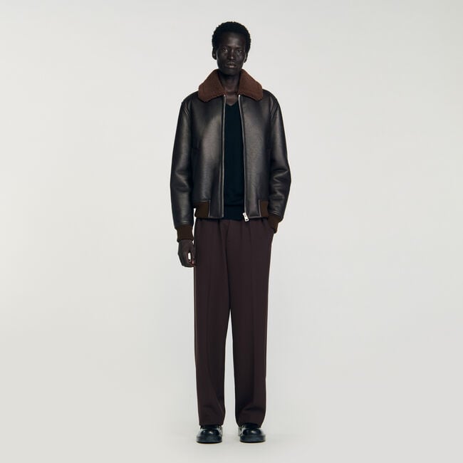 Blouson en cuir retourné