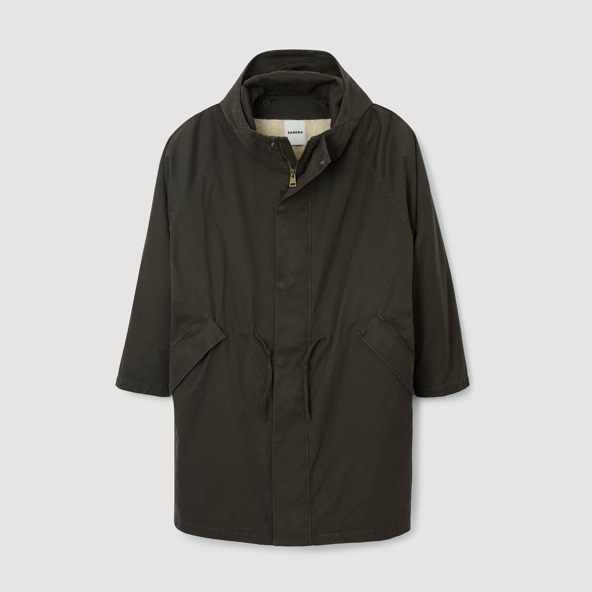 Oversized cotton and wool parka