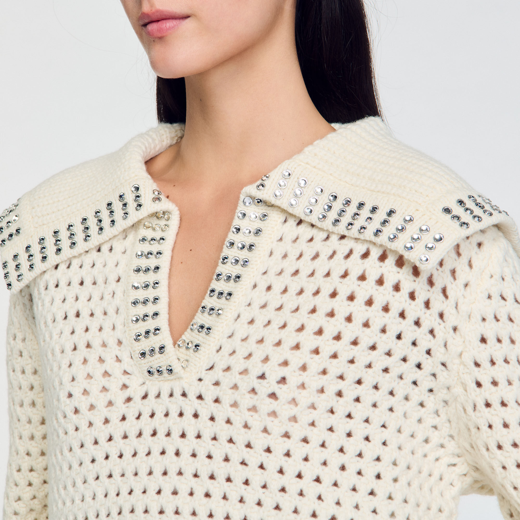 Wollpullover mit Matrosenkragen