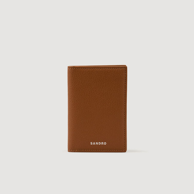 Porte-cartes pliable en cuir grainé