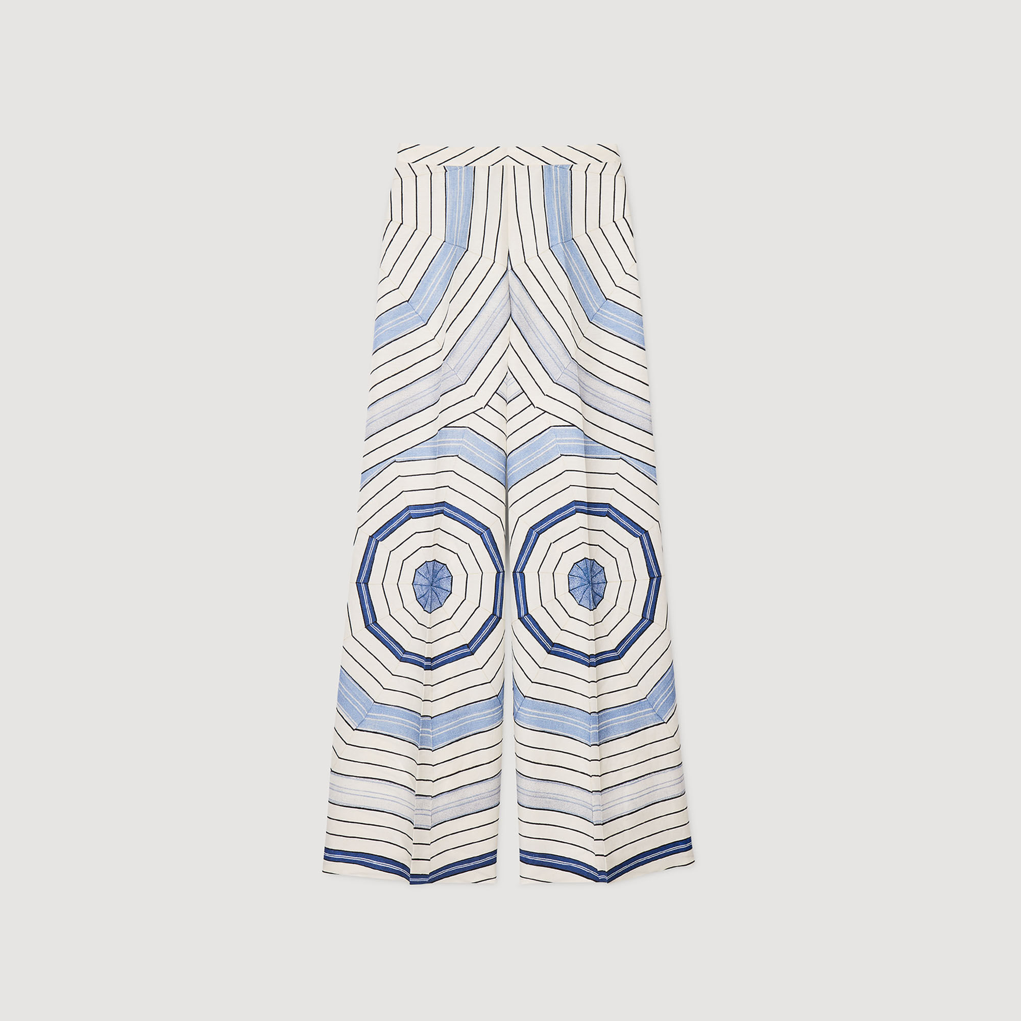 Spiral-motif wide-leg trousers