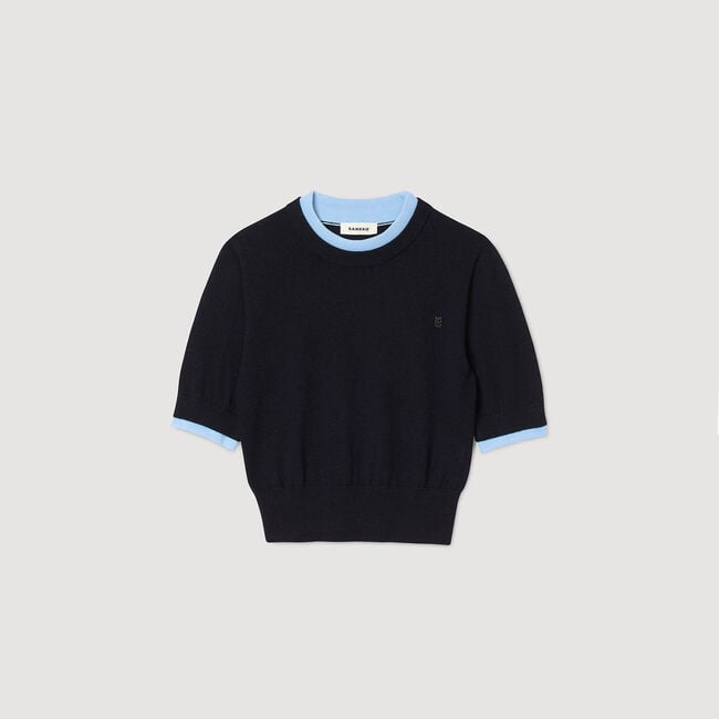 Pull court bicolore