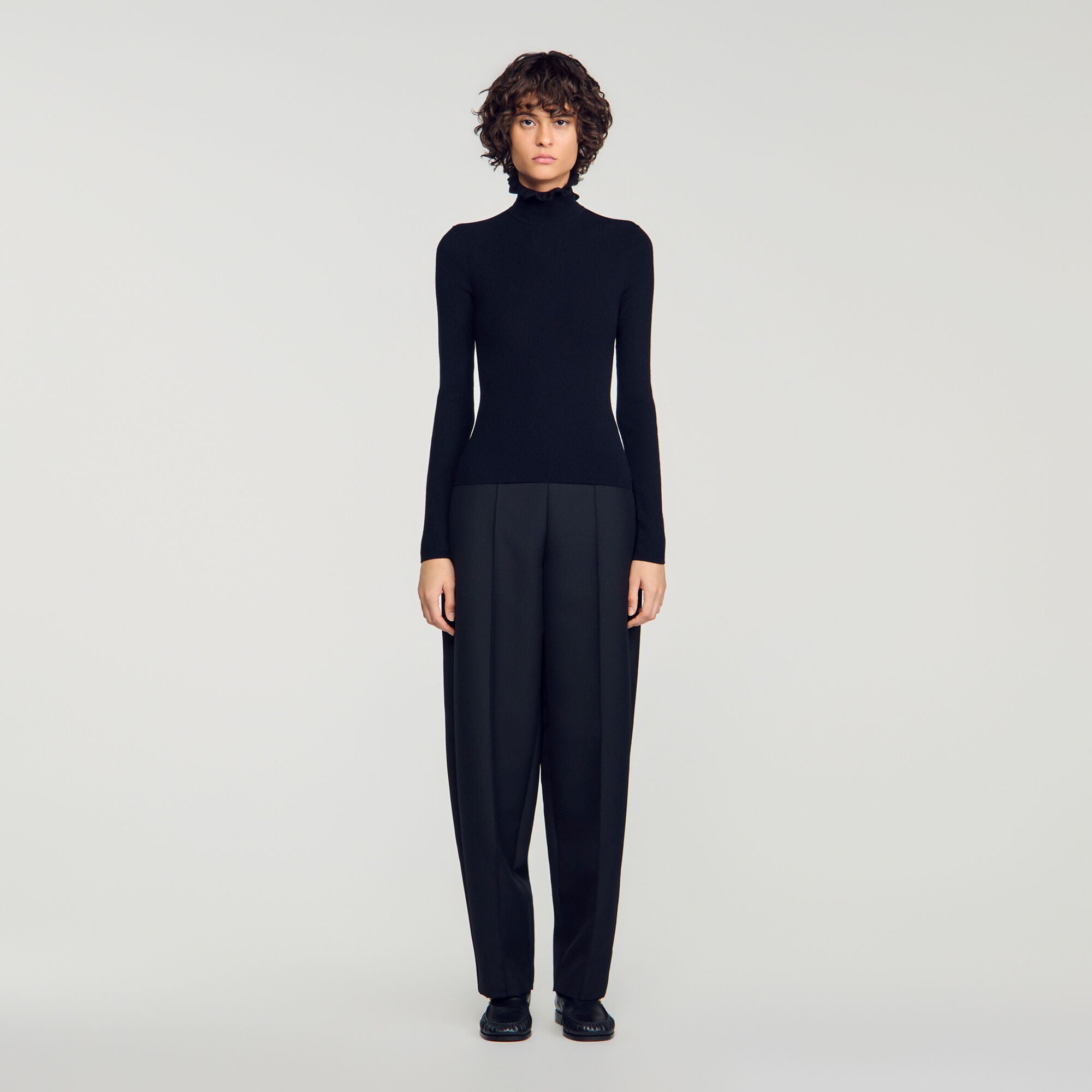 Ruffled roll-neck wool jumper - Women | Sandro