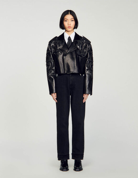 Studded leather jacket Black Femme
